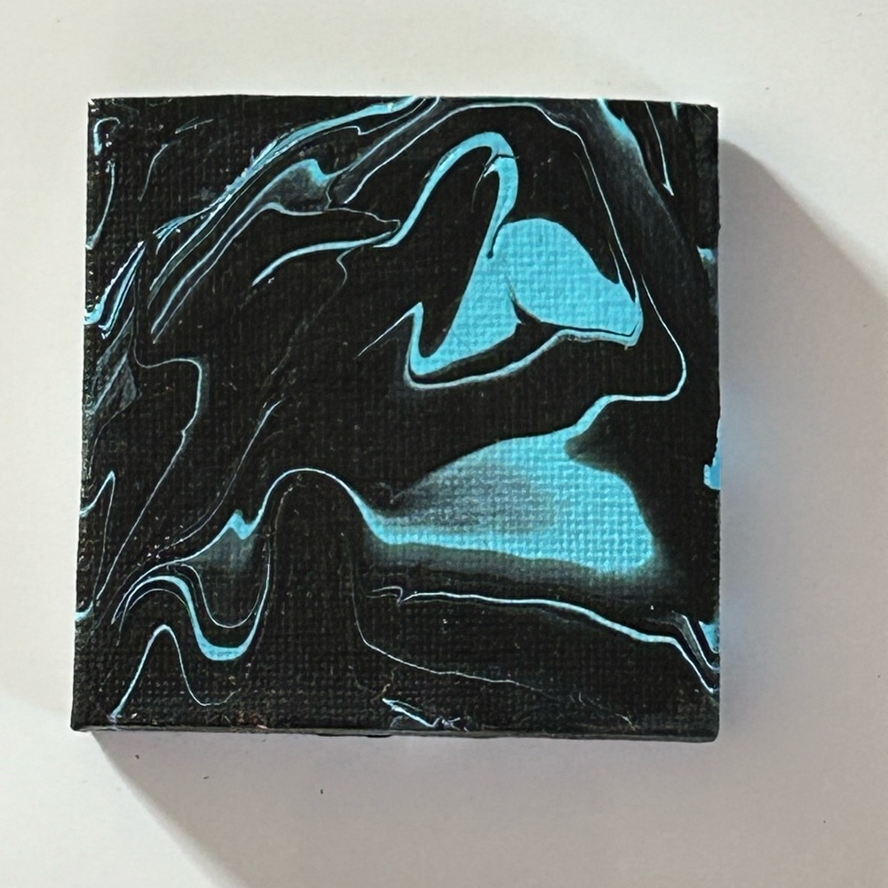 Original Hand Painted Abstract Painting Blue and Black - Picture 3 of 4
